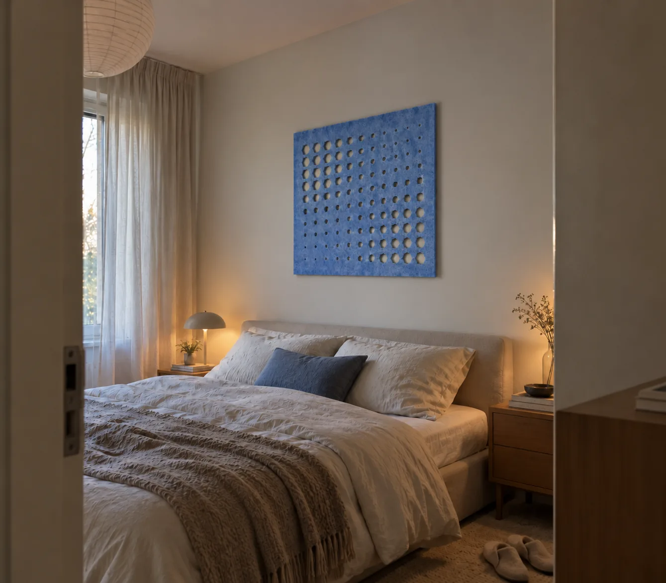 Slaapkamer · Honingraat · Korenblauw vilt