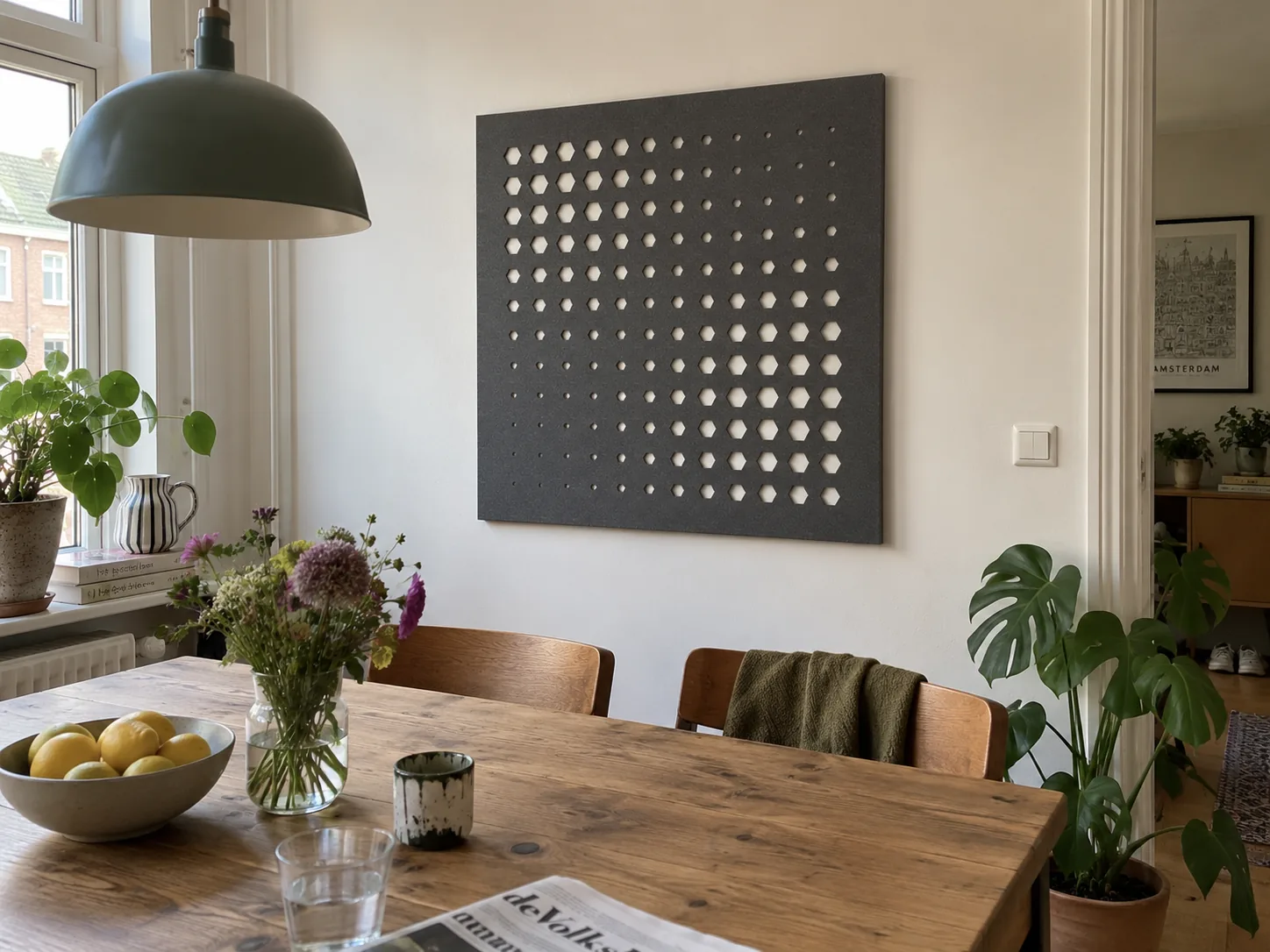 Eetkamer · Honingraat · Zwart vilt