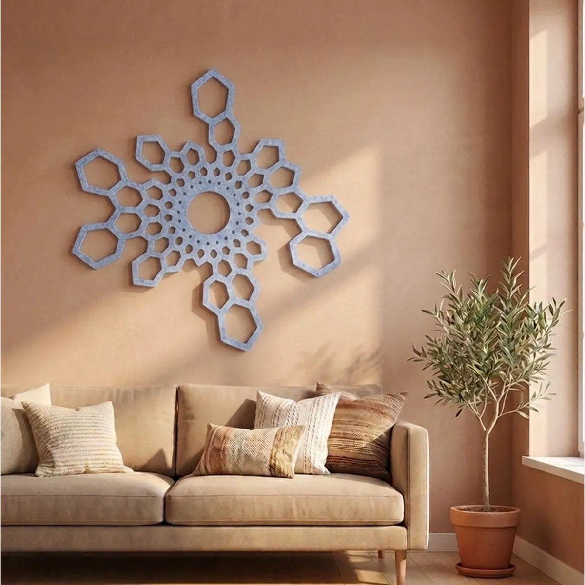 Hushex · Korenblauw vilt · Woonkamer
